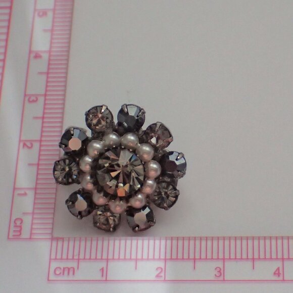 Vintage Faux Pearl Necklace & Rhinestone Clip on Earring Set - Picture 5 of 7